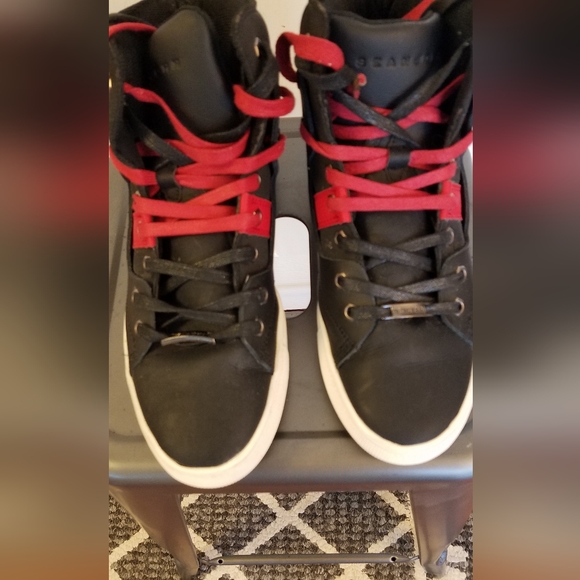 Sean John Hi Top Sneakers Black Red Size 9.5 - Picture 6 of 12